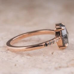 1.58 Carat Black Speckled Oval Diamond Engagement Ring, Ombre Jules Setting, 14K Rose Gold -Point No Point Studio Store 230372 2 d453d5c1 1eed 473d 8e31 b5f4078d725b