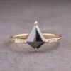 1.40 Carat Black Kite Diamond Engagement Ring, Jules Setting, 14K Yellow Gold