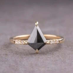 1.40 Carat Black Kite Diamond Engagement Ring, Jules Setting, 14K Yellow Gold