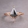 1.69 Carat Black Kite Diamond Engagement Ring, Ava Setting, 14K Rose Gold