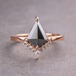 1.69 Carat Black Kite Diamond Engagement Ring, Ava Setting, 14K Rose Gold