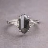3.12 Carat Black Hexagon Diamond Engagement Ring, Eliza Setting, Platinum