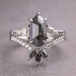 3.12 Carat Black Hexagon Diamond Engagement Ring, Eliza Setting, Platinum -Point No Point Studio Store 230423 3