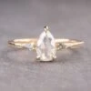 1.44 Carat Icy White Pear Diamond Engagement Ring, Vintage Zoe Setting, 14K Yellow Gold
