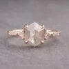1.56 Carat Icy White Hexagon Diamond Engagement Ring, Eliza Setting, 14K Rose Gold