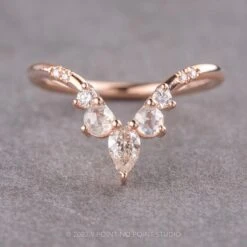 Icy White Diamond Wedding Ring, Flora Setting, 14K Rose Gold