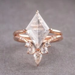 Icy White Diamond Wedding Ring, Flora Setting, 14K Rose Gold -Point No Point Studio Store 230439WB 3