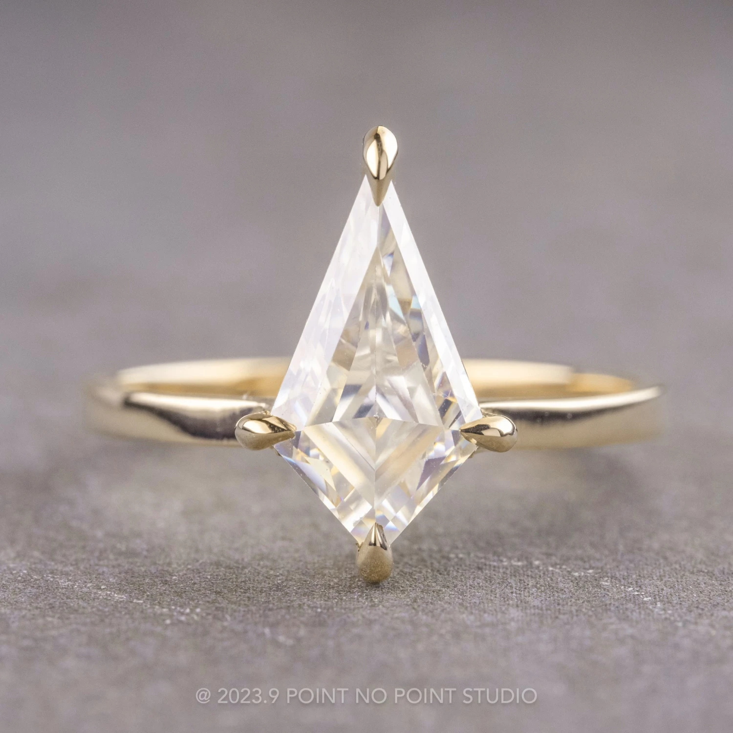 2 Carat Kite Moissanite Engagement Ring, Lark Setting, 14k Yellow Gold 1 2 Carat Kite Moissanite Engagement Ring, Lark Setting, 14k Yellow Gold
