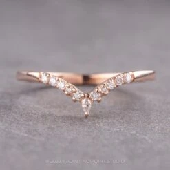 White Diamond Wedding Band, Robin Setting, 14K Rose Gold