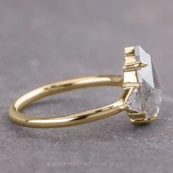 2.53 Carat Salt And Pepper Pear Diamond Engagement Ring, Zoe Setting, 14k Yellow Gold -Point No Point Studio Store 230459YG 2