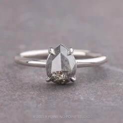 1.99 Carat Black Pear Diamond Engagement Ring, Jane Setting, Platinum