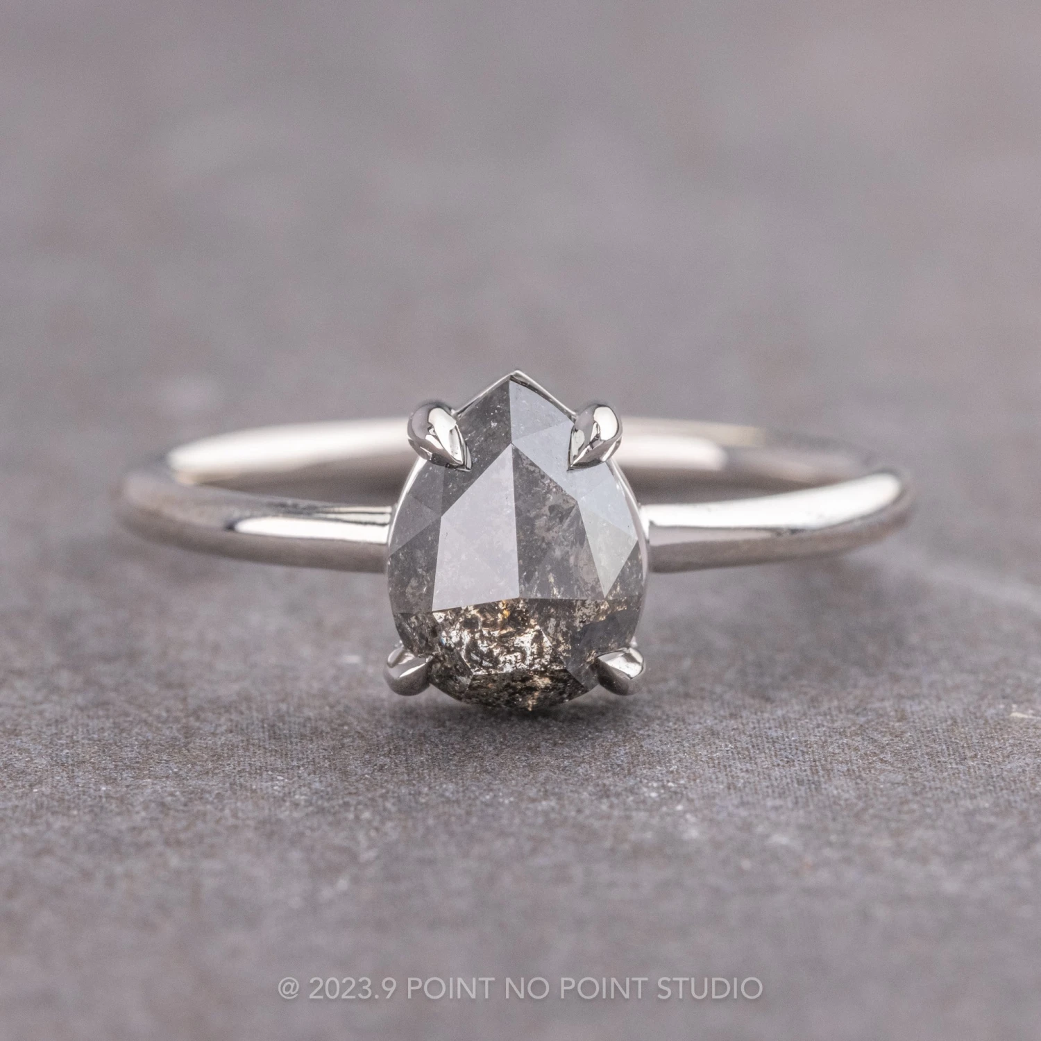 1.99 Carat Black Pear Diamond Engagement Ring, Jane Setting, Platinum 1 1.99 Carat Black Pear Diamond Engagement Ring, Jane Setting, Platinum