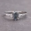 1.14 Carat Grey Hexagon Moissanite Engagement Ring, Liza Setting, Platinum