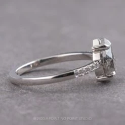 1.61 Carat Salt And Pepper Pear Diamond Engagement Ring, Jules Setting, 14k White Gold 10 1.61 Carat Salt And Pepper Pear Diamond Engagement Ring, Jules Setting, 14k White Gold -Point No Point Studio Store 230469 2