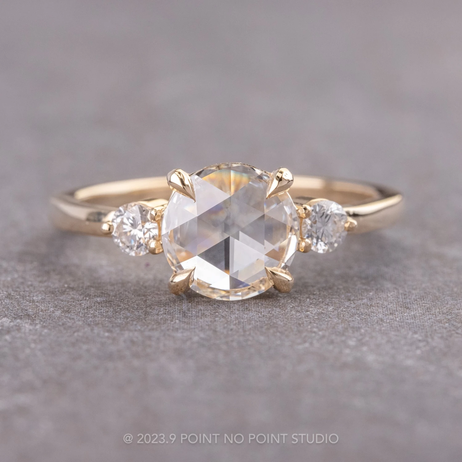 1.40 Carat Canadian Clear Round Diamond Engagement Ring, Zoe Setting, 14K Yellow Gold 1 1.40 Carat Canadian Clear Round Diamond Engagement Ring, Zoe Setting, 14K Yellow Gold