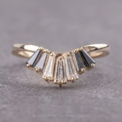 Ombre Baguette Diamond Wedding Band, Chenoa Setting, 14K Yellow Gold