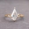 1.31 Carat Kite Moissanite And Diamond Engagement Ring, Aela Setting, 14k Rose Gold