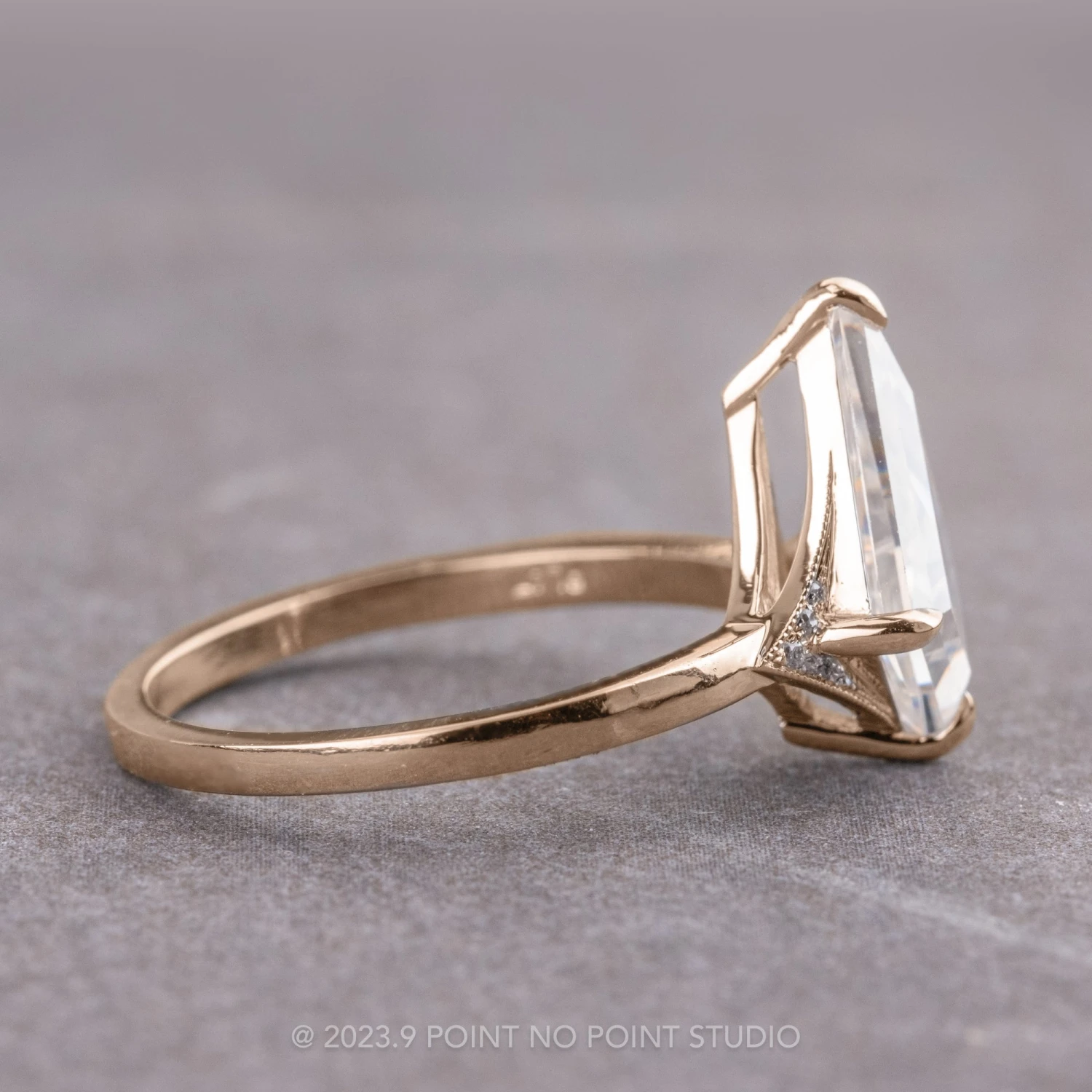 1.31 Carat Kite Moissanite And Diamond Engagement Ring, Aela Setting, 14k Rose Gold 3 1.31 Carat Kite Moissanite And Diamond Engagement Ring, Aela Setting, 14k Rose Gold - Image 3