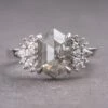 3.16 Carat Salt And Pepper Hexagon Diamond Engagement Ring, Monarch Setting, Platinum