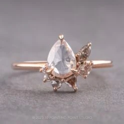 .92 Carat Icy White Pear Diamond Engagement Ring, Sammy Setting, 14K Rose Gold