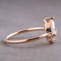 .92 Carat Icy White Pear Diamond Engagement Ring, Sammy Setting, 14K Rose Gold -Point No Point Studio Store 230502 2