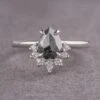 1.59 Carat Black Speckled Pear Diamond Engagement Ring, Ava Setting, Platinum