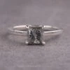 1.25 Carat Salt And Pepper Princess Cut Diamond Engagement Ring, Lark Setting, Platinum