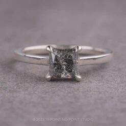 1.25 Carat Salt And Pepper Princess Cut Diamond Engagement Ring, Lark Setting, Platinum