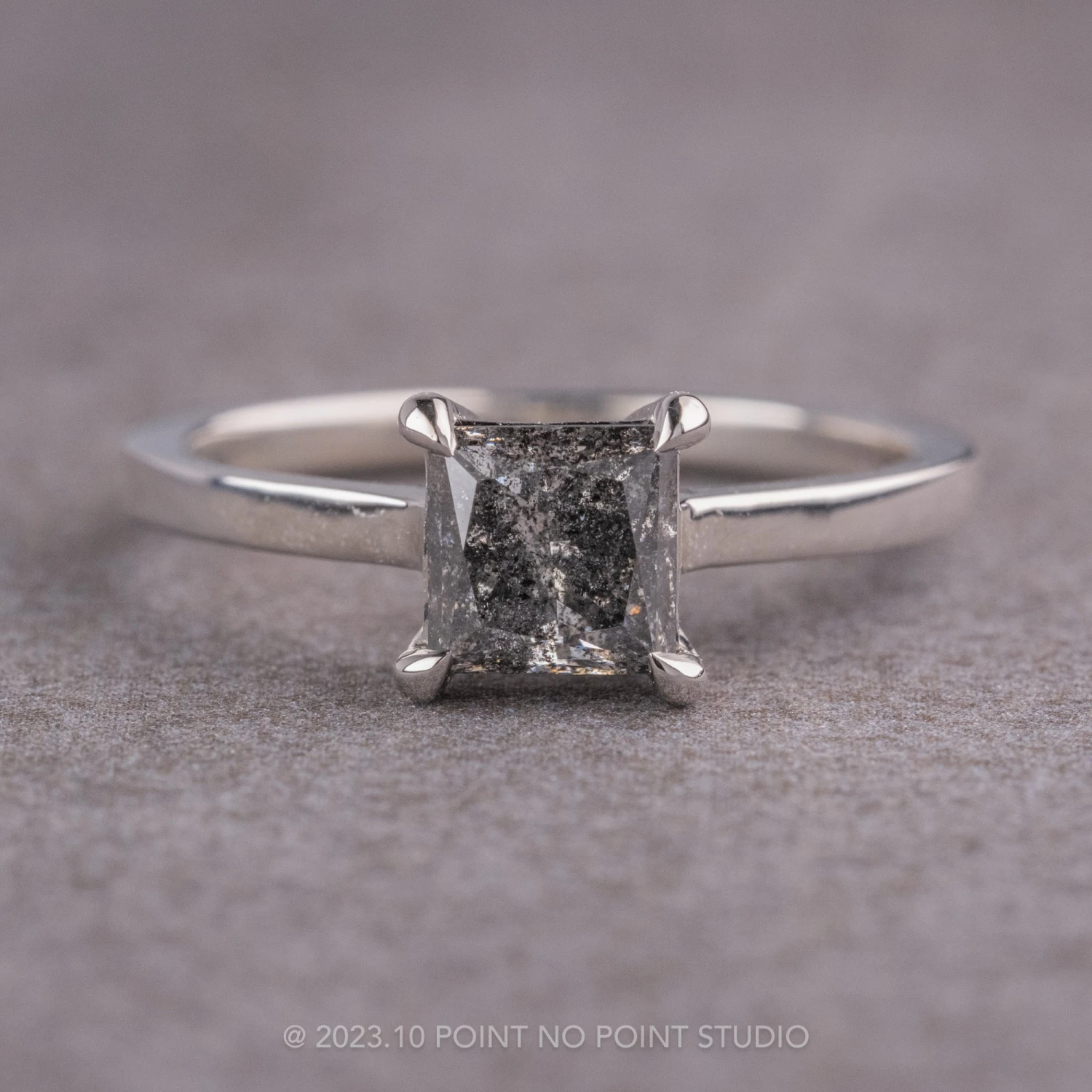 1.25 Carat Salt And Pepper Princess Cut Diamond Engagement Ring, Lark Setting, Platinum 1 1.25 Carat Salt And Pepper Princess Cut Diamond Engagement Ring, Lark Setting, Platinum