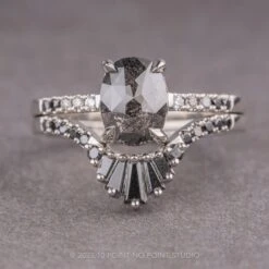 Black Baguette Diamond Wedding Band, Wren Setting, 14k White Gold -Point No Point Studio Store 230541 3 9147aeae dbd5 485b 9eb7 00de08700e13