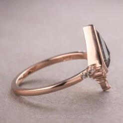 2.20 Carat Black Speckled Kite Diamond Engagement Ring, Bezel Avaline Setting, 14K Rose Gold 10 2.20 Carat Black Speckled Kite Diamond Engagement Ring, Bezel Avaline Setting, 14K Rose Gold -Point No Point Studio Store 230569 2