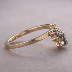 Sapphire Baguette Wedding Band, Wren Setting, 14K Yellow Gold -Point No Point Studio Store 230577WB 2