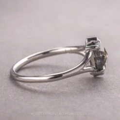 1.42 Carat Black Speckled Hexagon Diamond Engagement Ring, Charlize Setting, 14k White Gold -Point No Point Studio Store 230579 2
