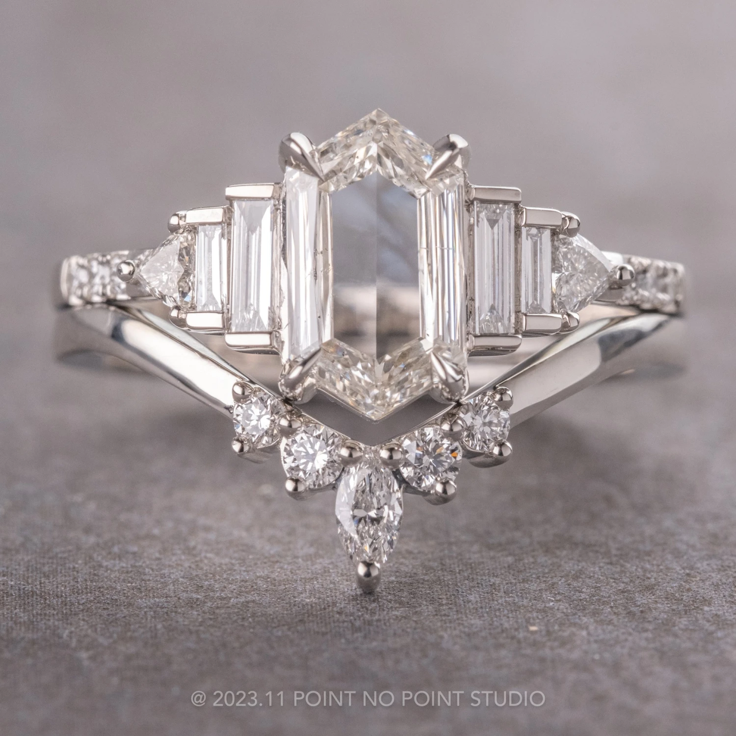 1.60 Carat Clear Hexagon Diamond Engagement Ring, Betty Setting, Platinum 6 1.60 Carat Clear Hexagon Diamond Engagement Ring, Betty Setting, Platinum - Image 6