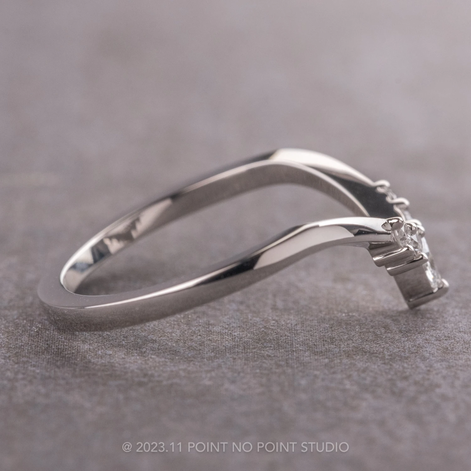 Marquise Diamond Wedding Band, Large Freya Setting, 14k White Gold 5 Marquise Diamond Wedding Band, Large Freya Setting, 14k White Gold - Image 5