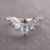 Moonstone And Diamond Wedding Band, Luna Setting, Platinum