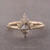 .74 Carat Salt And Pepper Lozenge Diamond Engagement Ring, Ava Setting, 14K Yellow Gold