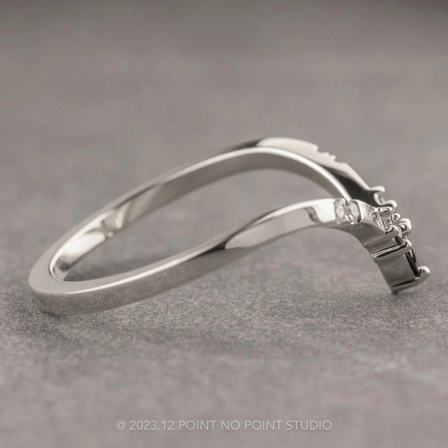 Marquise Diamond Wedding Band, Ombre Flora Setting, 14K White Gold 3 Marquise Diamond Wedding Band, Ombre Flora Setting, 14K White Gold - Image 3