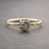 .93 Carat Salt And Pepper Hexagon Diamond Engagement Ring, Tulip Basket Setting, 14k Yellow Gold