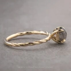 .93 Carat Salt And Pepper Hexagon Diamond Engagement Ring, Tulip Basket Setting, 14k Yellow Gold -Point No Point Studio Store 230636 2