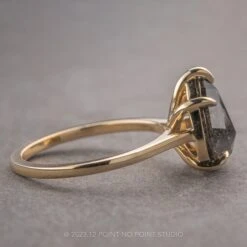 2.80 Carat Black Speckled Pear Diamond Engagement Ring, Lenora Setting, 14K Yellow Gold 10 2.80 Carat Black Speckled Pear Diamond Engagement Ring, Lenora Setting, 14K Yellow Gold -Point No Point Studio Store 230639 2