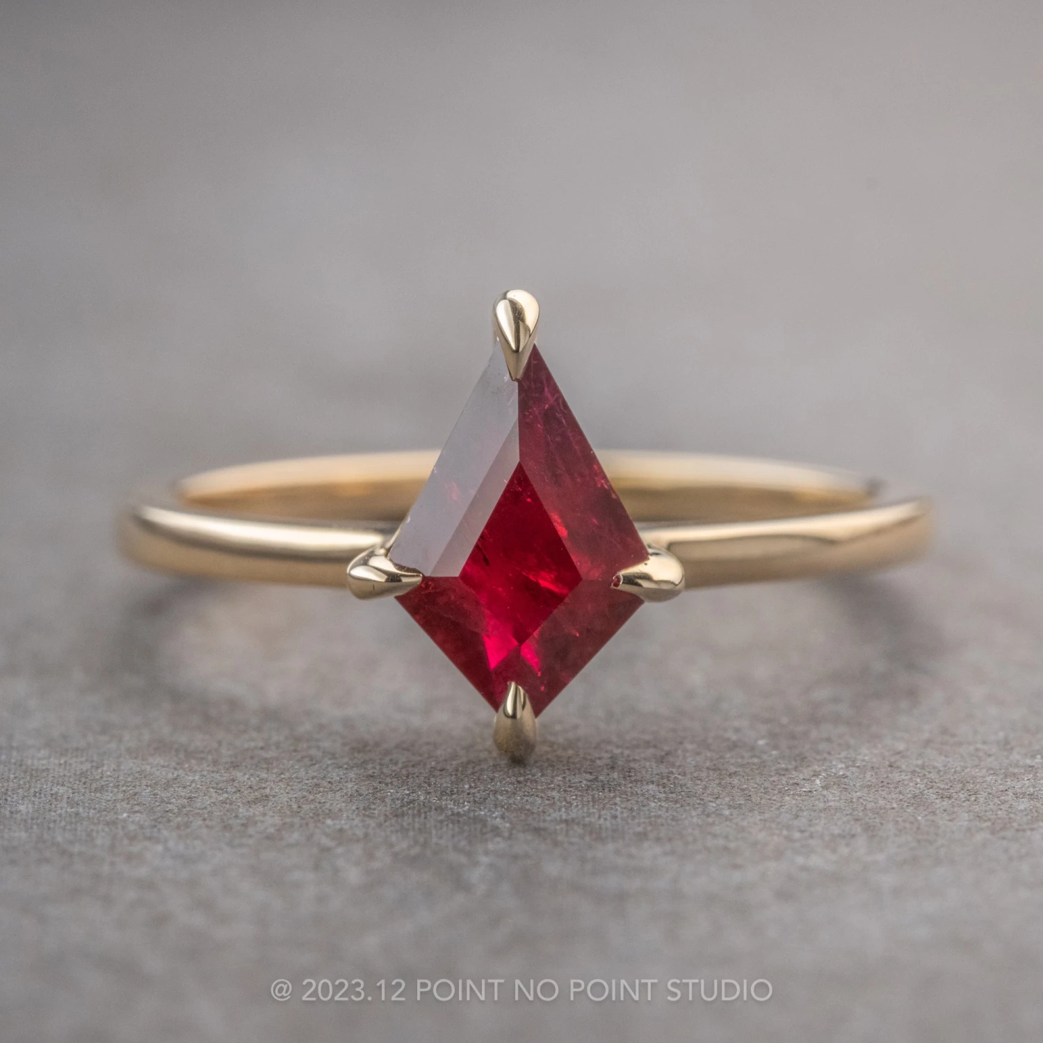 1.50 Carat Kite Ruby Engagement Ring, Lark Setting, 14k Yellow Gold 1 1.50 Carat Kite Ruby Engagement Ring, Lark Setting, 14k Yellow Gold