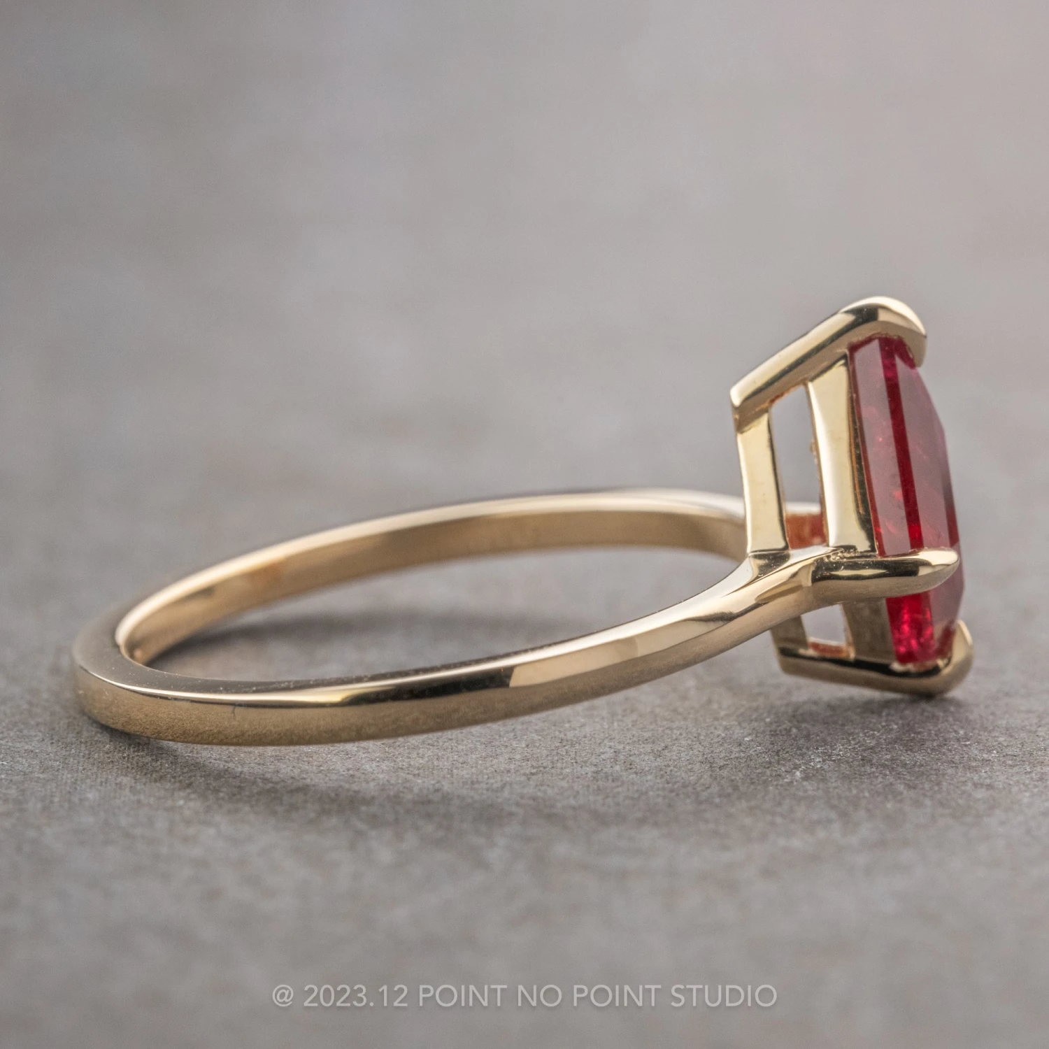 1.50 Carat Kite Ruby Engagement Ring, Lark Setting, 14k Yellow Gold 5 1.50 Carat Kite Ruby Engagement Ring, Lark Setting, 14k Yellow Gold - Image 5