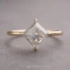 2.09 Carat Icy Salt And Pepper Lozenge Diamond Engagement Ring, Basket Jane Setting, 14K Yellow Gold