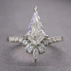 1.92 Carat Kite Moissanite Engagement Ring, Willa Setting, Platinum
