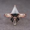 2.04 Carat Black Kite Diamond Engagement Ring, Ombre Wren Setting, 14k Rose Gold