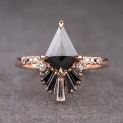 2.04 Carat Black Kite Diamond Engagement Ring, Ombre Wren Setting, 14k Rose Gold