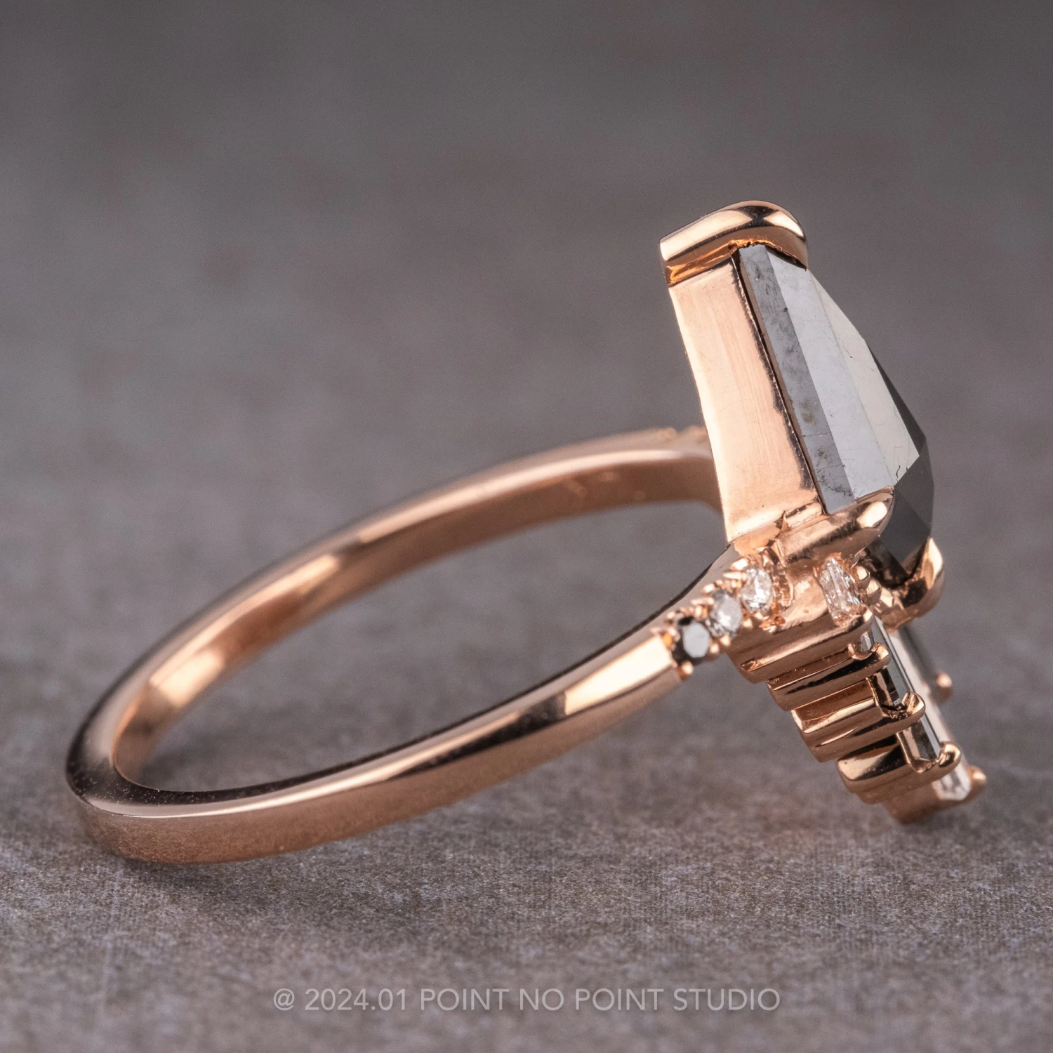 2.04 Carat Black Kite Diamond Engagement Ring, Ombre Wren Setting, 14k Rose Gold 5 2.04 Carat Black Kite Diamond Engagement Ring, Ombre Wren Setting, 14k Rose Gold - Image 5