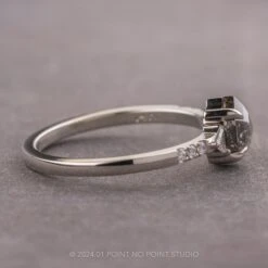 1.14 Carat Salt And Pepper Hexagon Diamond Engagement Ring, Eliza Setting, 14k White Gold 10 1.14 Carat Salt And Pepper Hexagon Diamond Engagement Ring, Eliza Setting, 14k White Gold -Point No Point Studio Store 240028 2