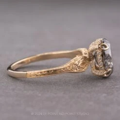 2.25 Carat Black Speckled Oval Diamond Engagement Ring, Faye Setting, 14K Yellow Gold -Point No Point Studio Store 240062 2